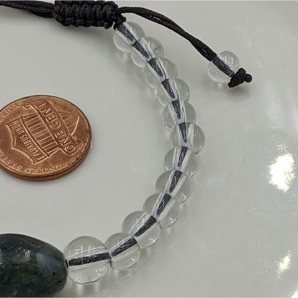 Natural Stone Quartz Glass Beaded Pull Bracelet - Picture 5 of 10